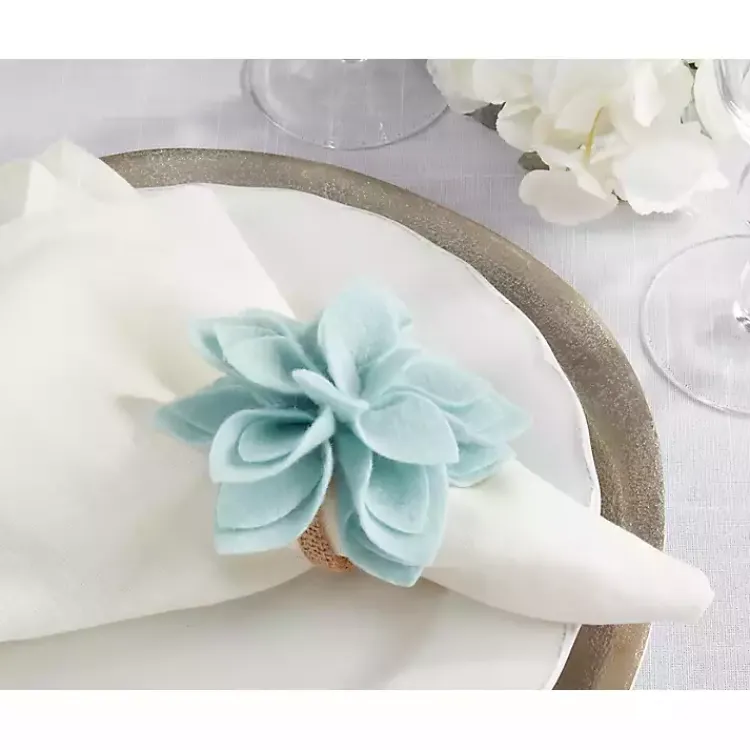 Table Linens-Kirklands Home Blossom Napkin Rings, Set of 4 Blue