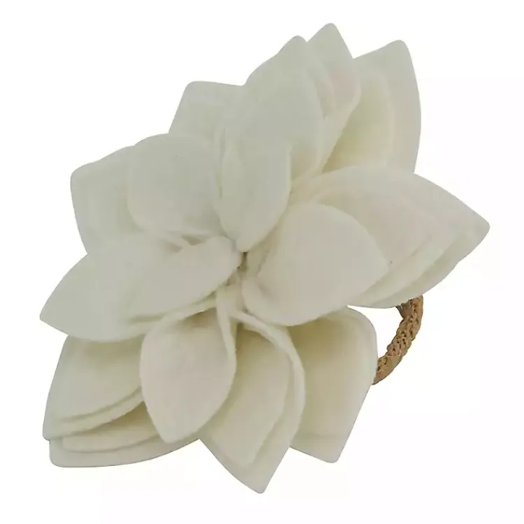 Table Linens-Kirklands Home Blossom Napkin Rings, Set of 4 White