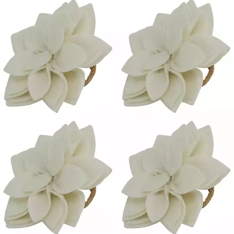 Table Linens-Kirklands Home Blossom Napkin Rings, Set of 4 White