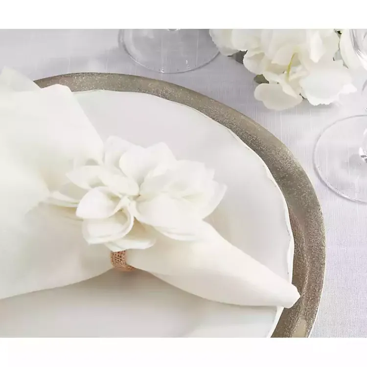 Table Linens-Kirklands Home Blossom Napkin Rings, Set of 4 White