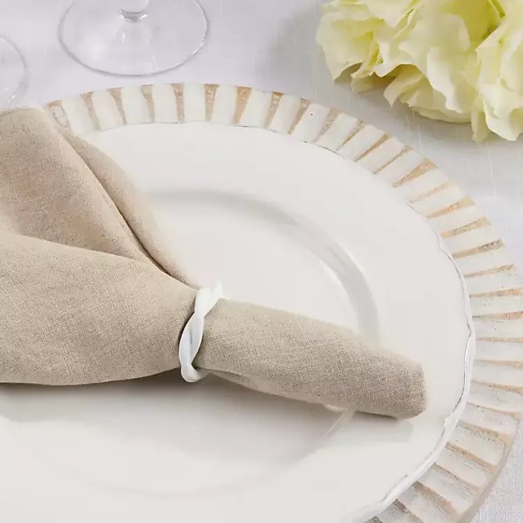 Table Linens-Kirklands Home Resin Twisted Napkin Rings, Set of 4 White