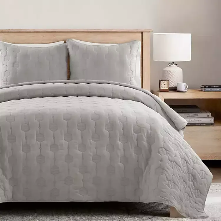 Quilts-Kirklands Home Hexagon Honeycomb 3-pc. Cali King Quilt Set Gray