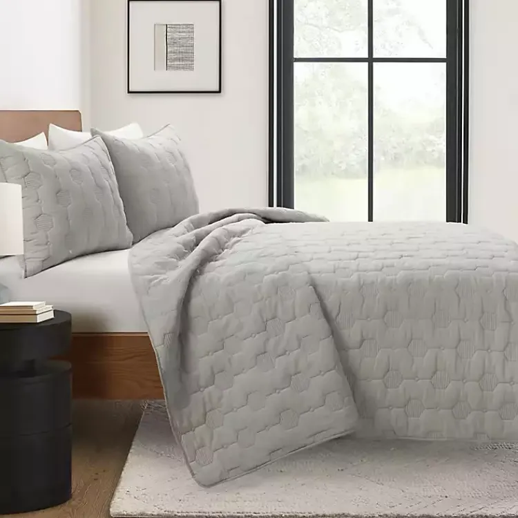 Quilts-Kirklands Home Hexagon Honeycomb 3-pc. Cali King Quilt Set Gray