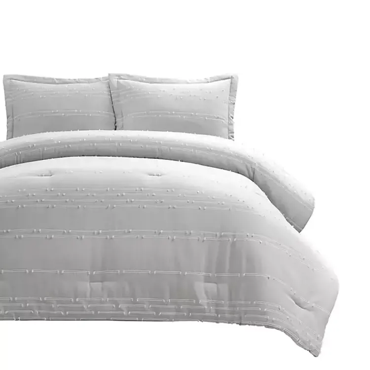 Comforters-Kirklands Home Clipped Stripe 3-pc. Cali King Comforter Set Gray