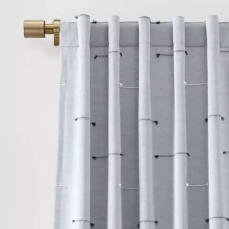 Curtains & Drapes-Kirklands Home Clipped Stripe Curtain Panel Set, 84 in. Blue