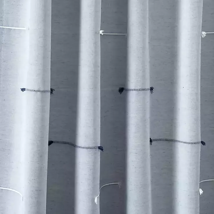 Curtains & Drapes-Kirklands Home Clipped Stripe Curtain Panel Set, 84 in. Blue