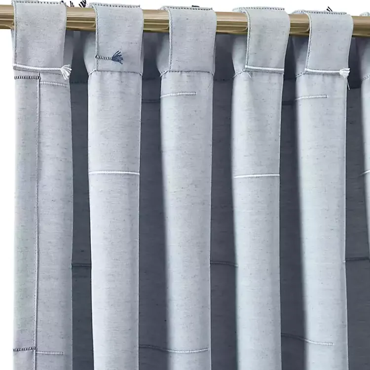 Curtains & Drapes-Kirklands Home Clipped Stripe Curtain Panel Set, 84 in. Blue