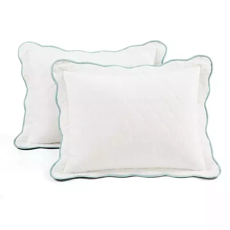 Quilts-Kirklands Home White and Teal Scallop 3-pc. King Quilt Set