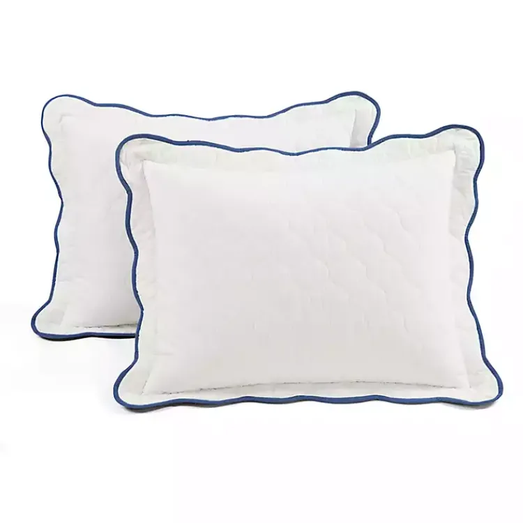 Quilts-Kirklands Home White and Navy Scallop 3-pc. King Quilt Set