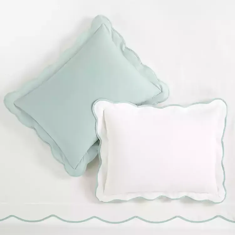 Duvets-Kirklands Home Blue Scallop Edge 3-pc. King Duvet Cover Set