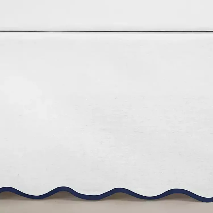 Bedding Essentials-Kirklands Home White Navy Scalloped Coastal Queen Bed Skirt