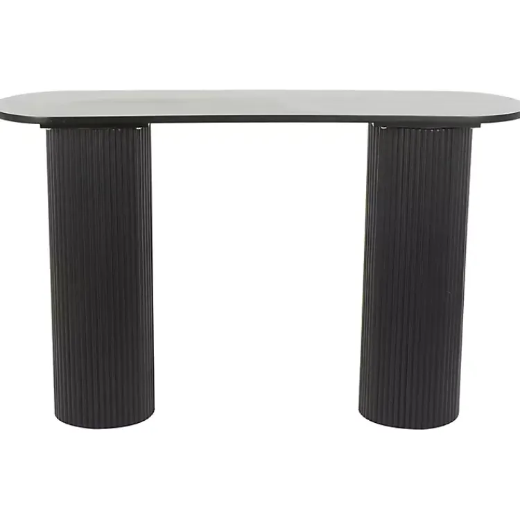 Console Tables-Kirklands Home Ribbed Pillars Console Table Black
