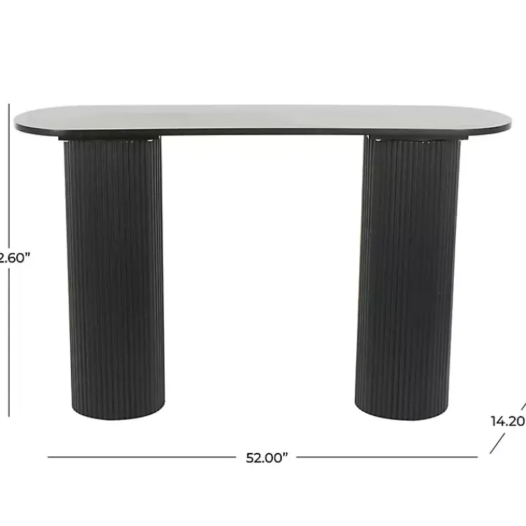 Console Tables-Kirklands Home Ribbed Pillars Console Table Black