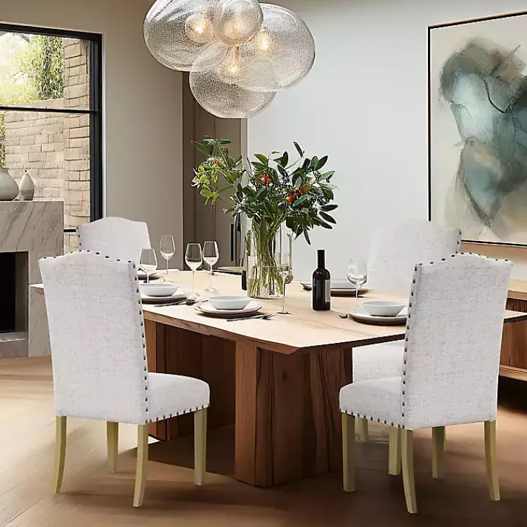 Dining Chairs-Kirklands Home Neutral Nailhead Parsons Dining Chairs, Set of 2 Multi