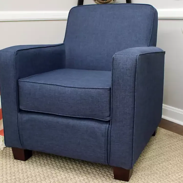 Accent Chairs-Kirklands Home Navy Johnston Upholstered Accent Chair Blue