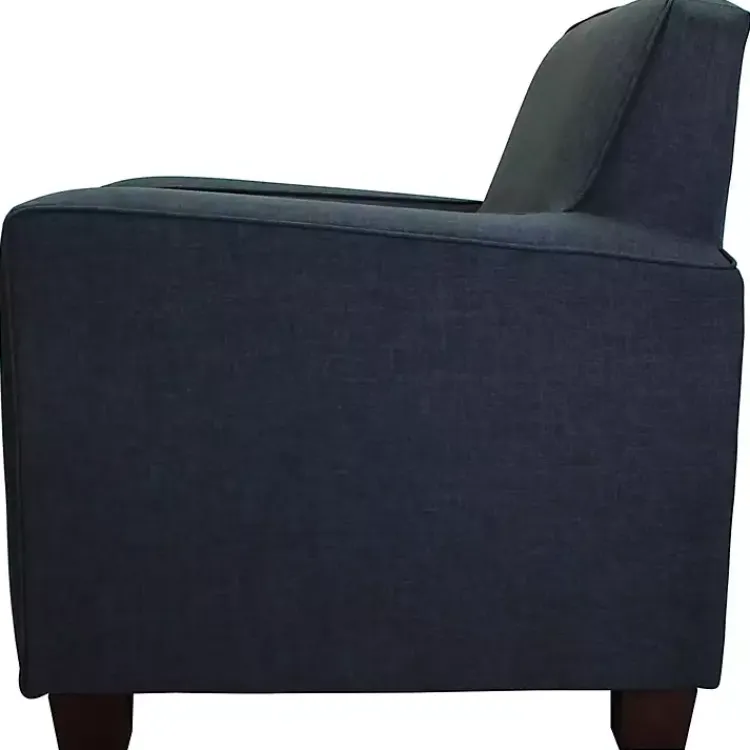 Accent Chairs-Kirklands Home Navy Johnston Upholstered Accent Chair Blue