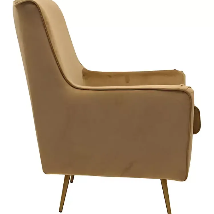 Accent Chairs-Kirklands Home Velvet Lana Accent Chair Tan