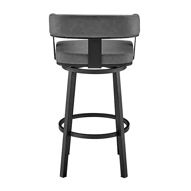 Bar Stools & Counter Height Stools-Kirklands Home Faux Leather Lorin Swivel Counter Stool Gray