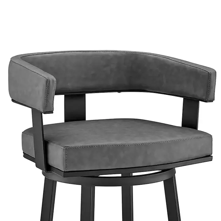 Bar Stools & Counter Height Stools-Kirklands Home Faux Leather Lorin Swivel Counter Stool Gray