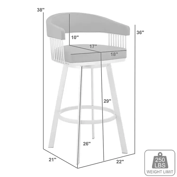 Bar Stools & Counter Height Stools-Kirklands Home Faux Leather Chelsea Swivel Bar Stool Gray