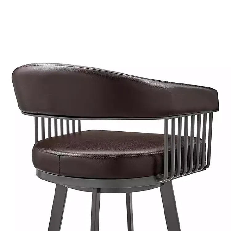 Bar Stools & Counter Height Stools-Kirklands Home Faux Leather Chelsea Swivel Bar Stool Brown