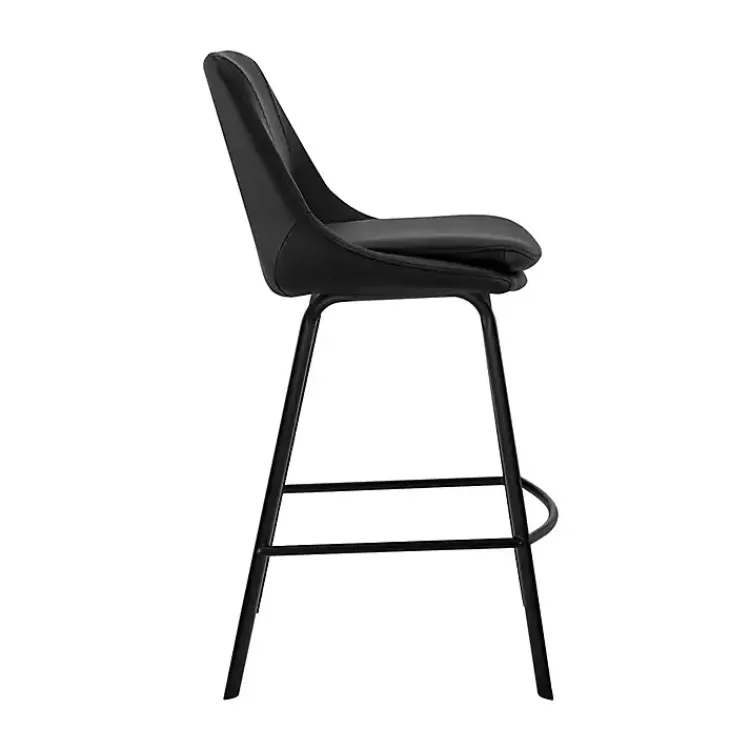 Bar Stools & Counter Height Stools-Kirklands Home Faux Leather Carise Swivel Bar Stool Black