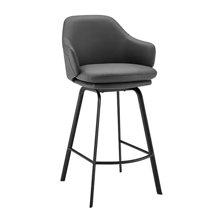 Bar Stools & Counter Height Stools-Kirklands Home Faux Leather Brigden Swivel Counter Stool Gray