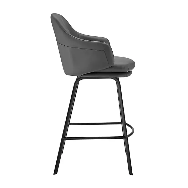 Bar Stools & Counter Height Stools-Kirklands Home Faux Leather Brigden Swivel Counter Stool Gray