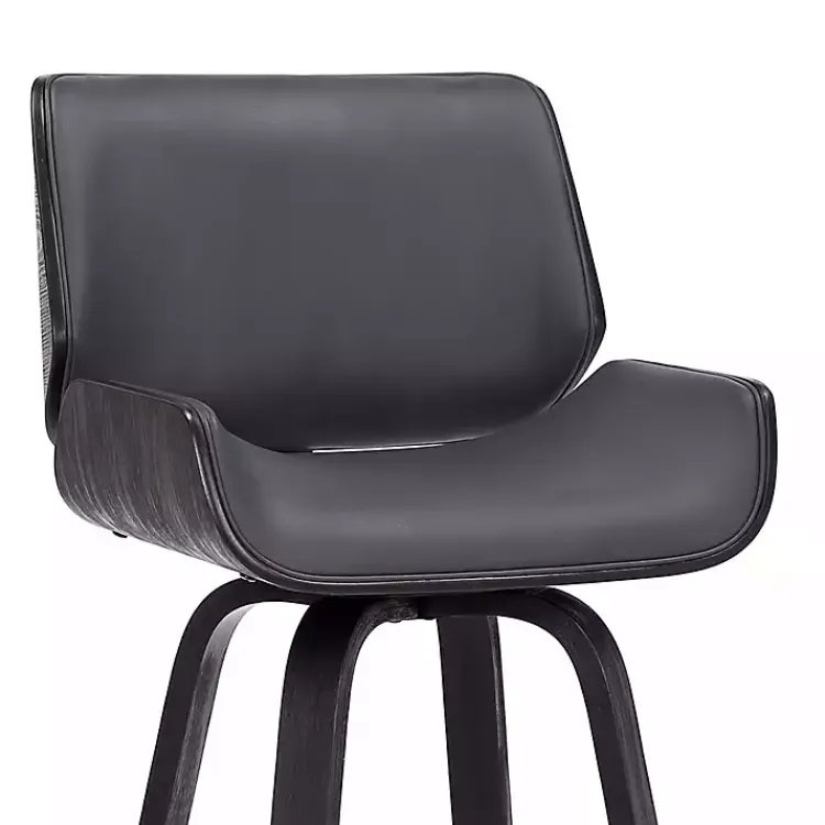 Bar Stools & Counter Height Stools-Kirklands Home Faux Leather Tyler Swivel Bar Stool Gray