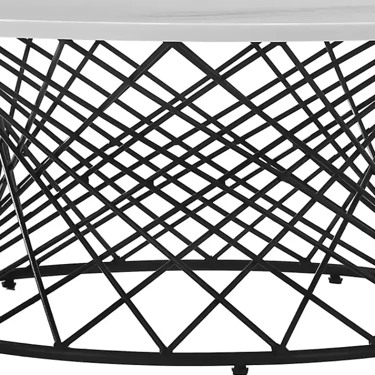 Coffee Tables-Kirklands Home Marble Round Black Loxley Coffee Table White