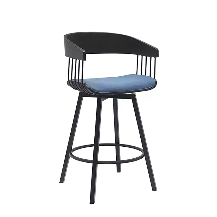 Bar Stools & Counter Height Stools-Kirklands Home Athena Swivel Counter Stool Blue