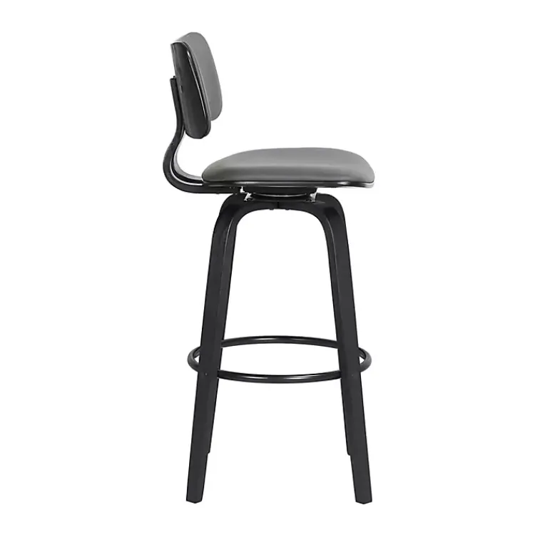 Bar Stools & Counter Height Stools-Kirklands Home Faux Leather Pico Swivel Counter Stool Gray