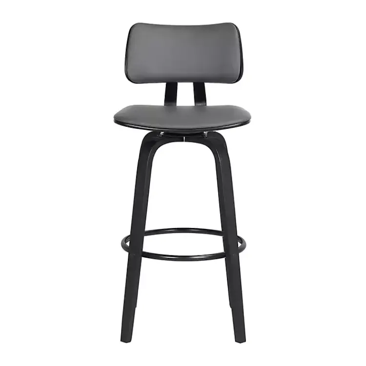 Bar Stools & Counter Height Stools-Kirklands Home Faux Leather Pico Swivel Counter Stool Gray