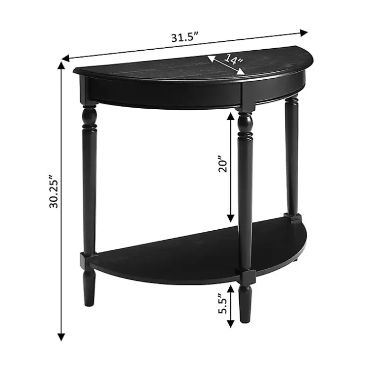 Console Tables-Kirklands Home French Country Half Round Console Table Black
