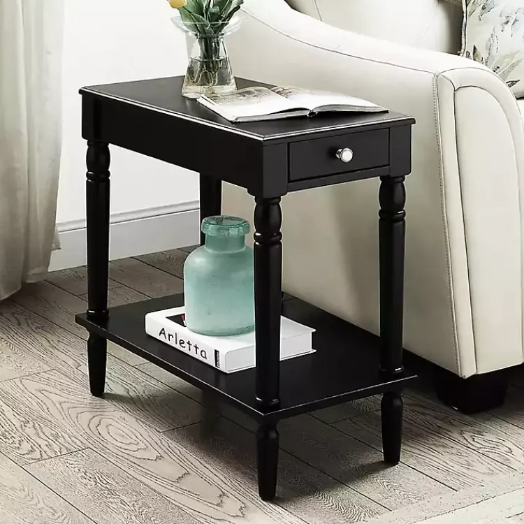 Accent & End Tables-Kirklands Home French Country Single Drawer Accent Table Black