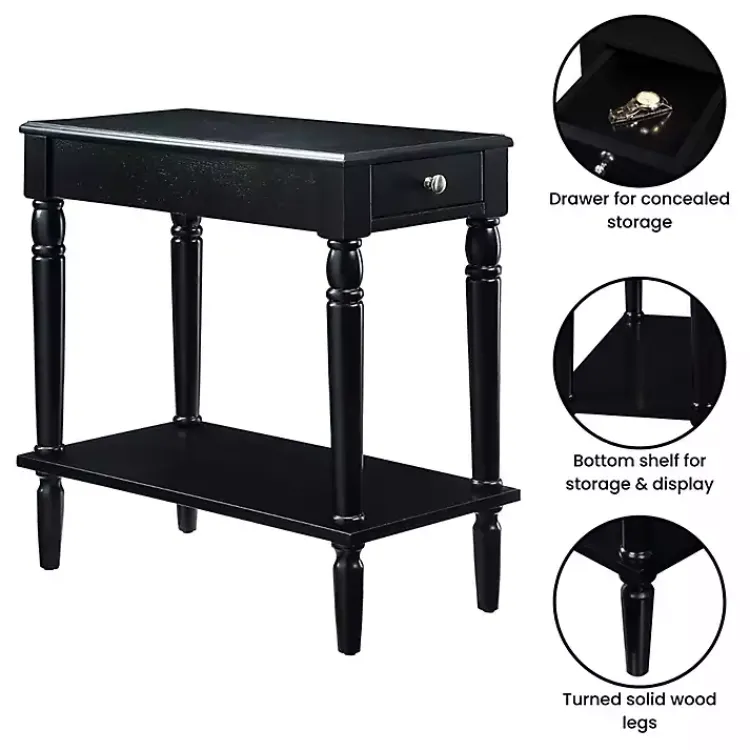 Accent & End Tables-Kirklands Home French Country Single Drawer Accent Table Black