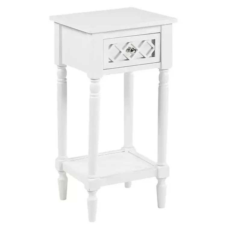 Accent & End Tables-Kirklands Home Mirrored Drawer Square Accent Table White