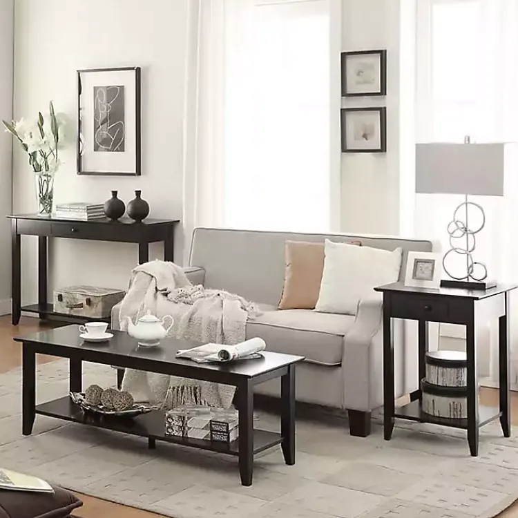 Console Tables-Kirklands Home Long Single Drawer Console Table Black