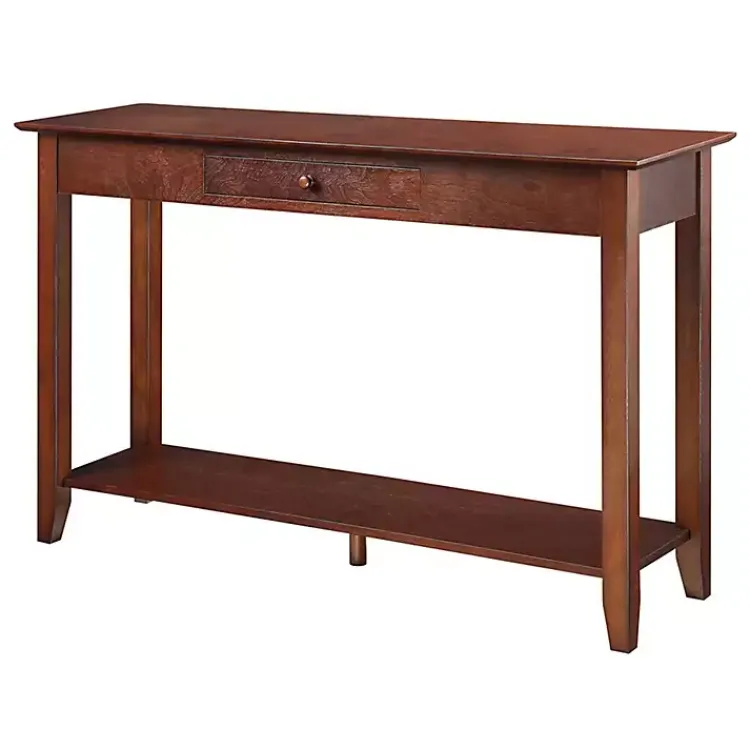 Console Tables-Kirklands Home Long Single Drawer Console Table Brown