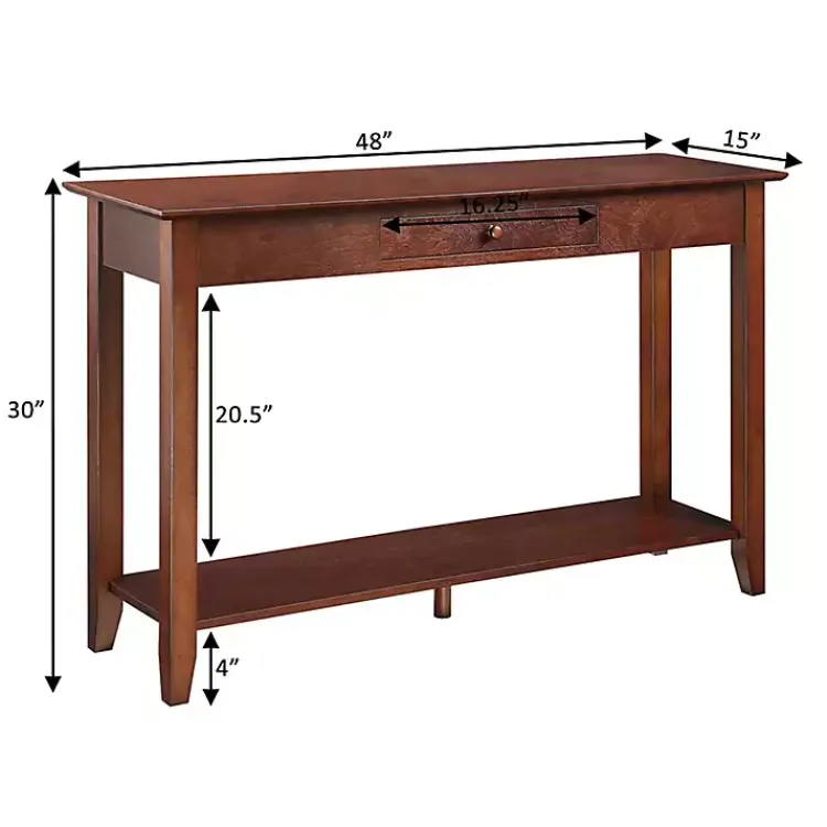 Console Tables-Kirklands Home Long Single Drawer Console Table Brown