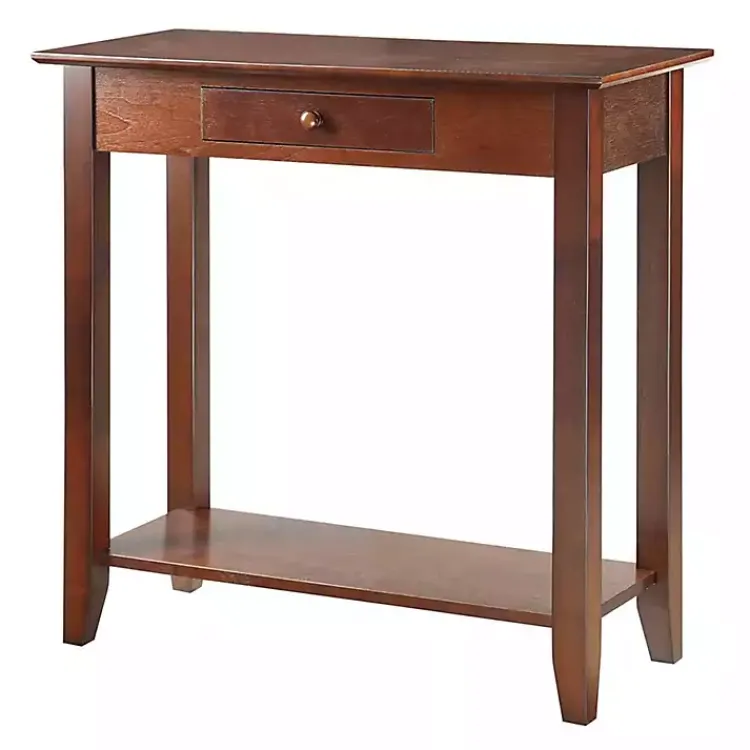 Console Tables-Kirklands Home Slim Single Drawer Console Table Brown