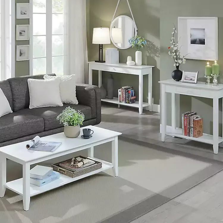 Console Tables-Kirklands Home Long Single Drawer Console Table White