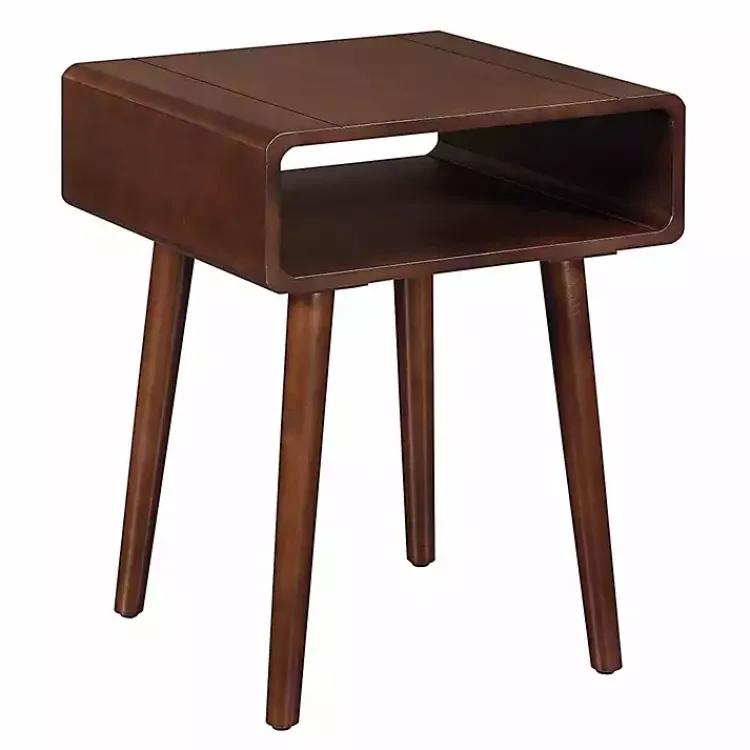 Accent & End Tables-Kirklands Home Curved Edge Open Shelf Accent Table Brown