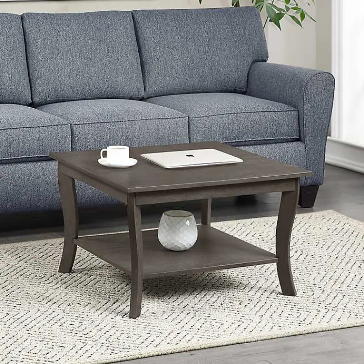 Coffee Tables-Kirklands Home Square wash Curved Legs Coffee Table Gray