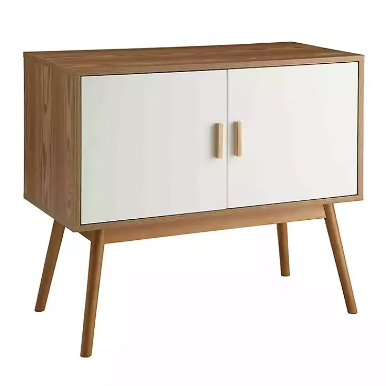 Cabinets & Sideboards-Kirklands Home Natural and White Reversible Doors Cabinet
