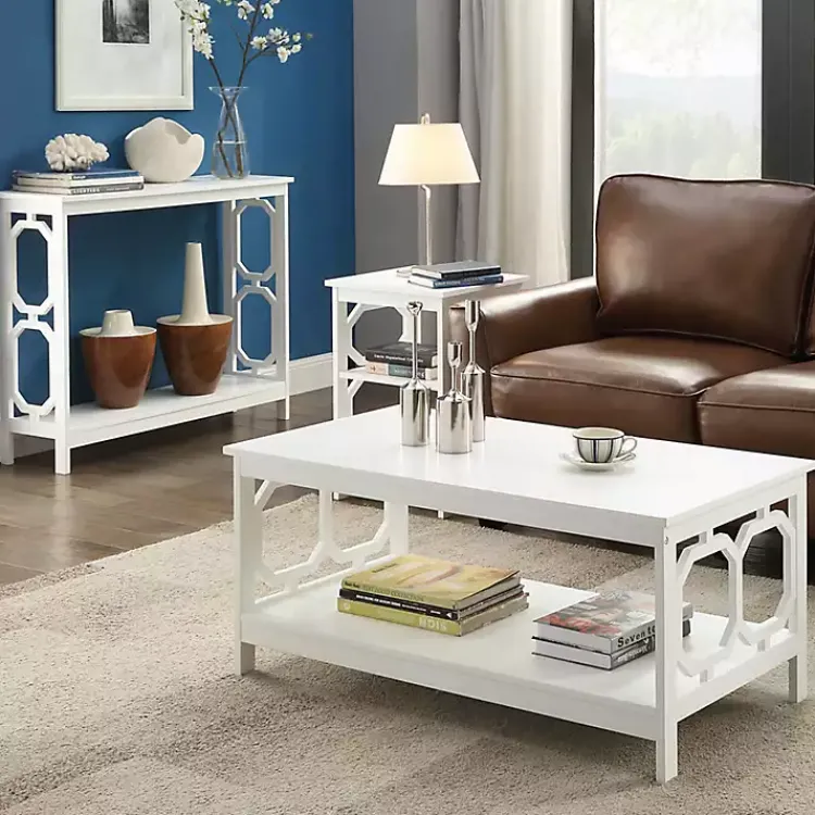 Console Tables-Kirklands Home Octagon Single Shelf Console Table White