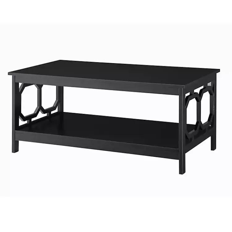 Coffee Tables-Kirklands Home Octagon Single Shelf Coffee Table Black