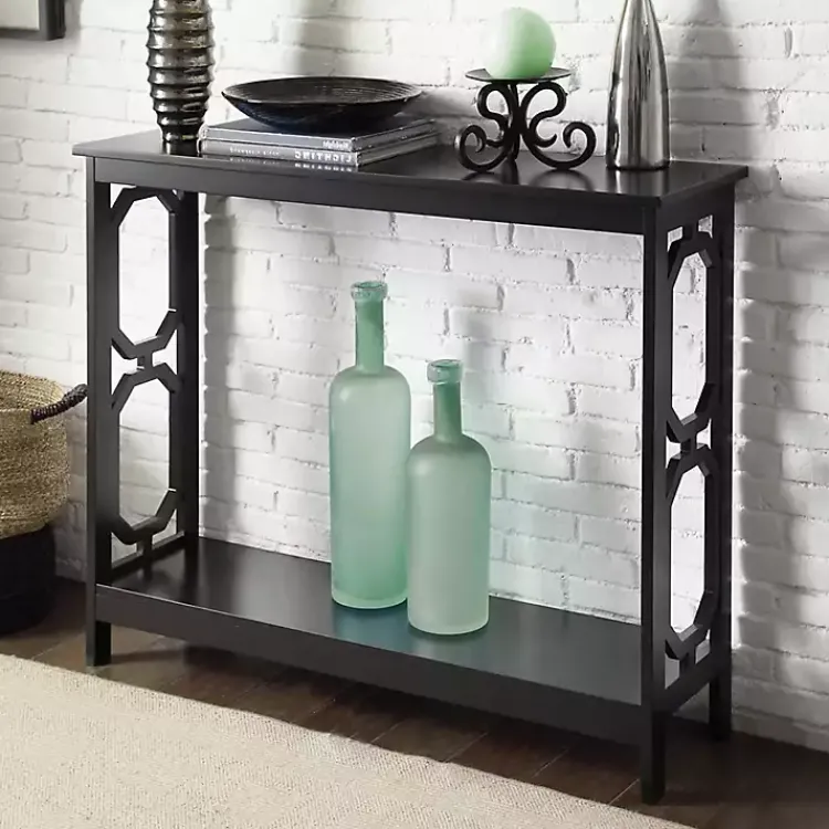 Console Tables-Kirklands Home Octagon Single Shelf Console Table Black