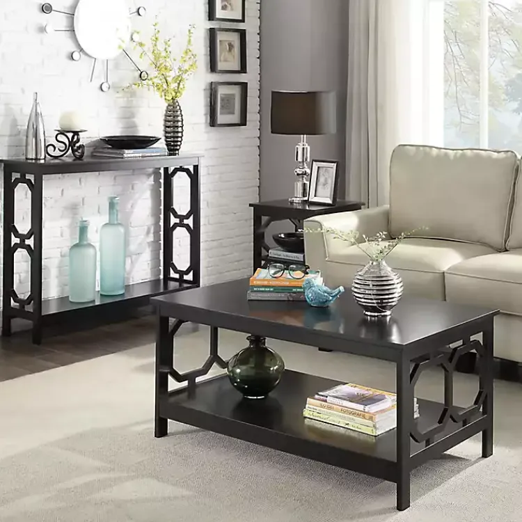 Console Tables-Kirklands Home Octagon Single Shelf Console Table Black