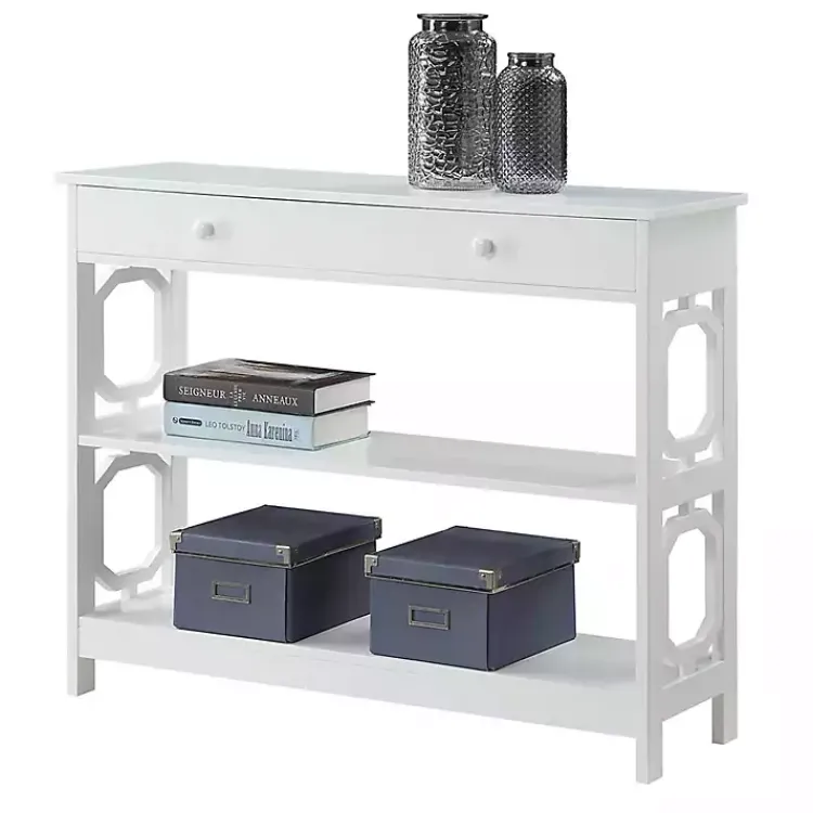 Console Tables-Kirklands Home Octagon 2-Shelf Console Table White